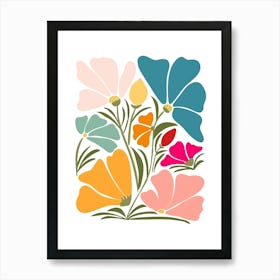 Flowers On A White Background 2 Art Print