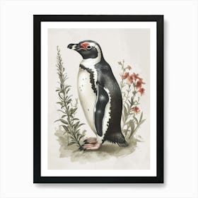 Adlie Penguin St Kilda Breakwater Vintage Botanical Painting 3 Art Print