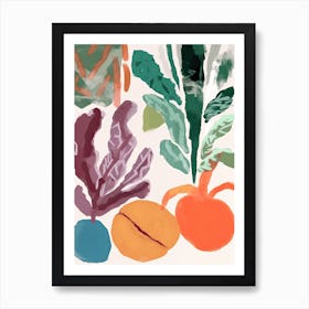 Colourful Collard Greens Illustration 1 Art Print