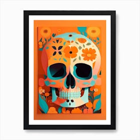 Skull With Floral Patterns Orange 1 Paul Klee Art Print