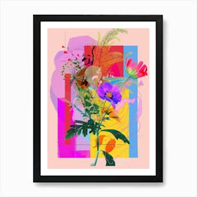 Baby S Breath 4 Neon Flower Collage Art Print