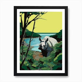 A Rhino In The Bushes 1 Art Print