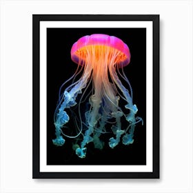 Moon Jellyfish Neon Illustration 4 Art Print