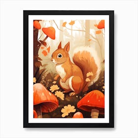 Fall Foliage Squirrel 1 Art Print