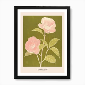 Pink & Green Camellia 2 Flower Poster Art Print