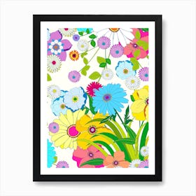 Retro Seventies Flowers Art Print