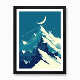 Moon And Mountains Art Print