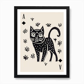 Playing Cards Cat 1 Black And White 3 Art Print
