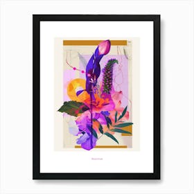 Aconitum 2 Neon Flower Collage Poster Art Print