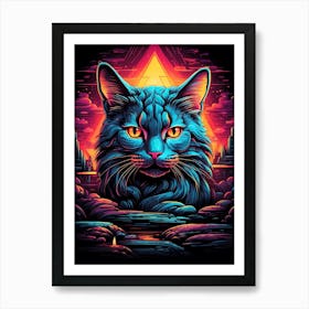 Psychedelic Cat 12 Art Print