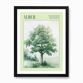 Alder Tree Atmospheric Watercolour Painting 4 Poster Art Print