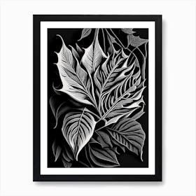 Pecan Leaf Linocut 1 Art Print