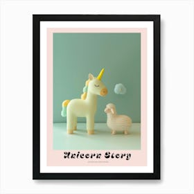 Toy Pastel Blue Unicorn & Lamb 2 Poster Art Print