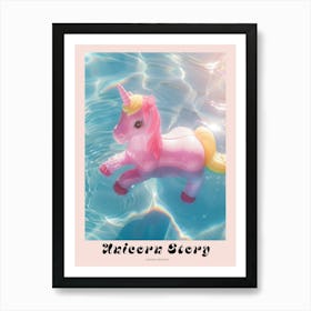 Toy Unicorn Swimming In A Swimming Pool Poster Art Print