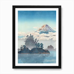 Fuji over the clouds and Moving castle - Ukiyo-e Art Print