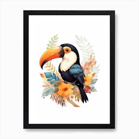 Watercolour Jungle Animal Baby Toucan 1 Art Print