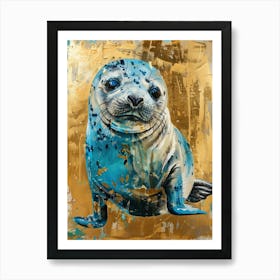 Baby Seal Gold Effect Collage 2 Art Print