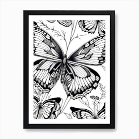 Black Swallowtail Butterfly William Morris Inspired 2 Art Print