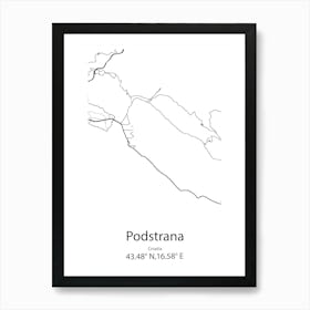 Podstrana,Croatia Minimalist Map Art Print