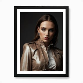 Portrait of a model girl in a stylish jacket Art Print