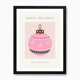 Christmas Bauble Pink Art Print