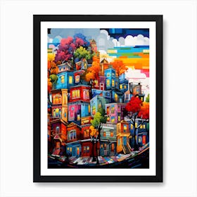 "Cityscape Chromatics: A Kaleidoscope of Urban Life" Art Print