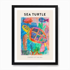 Sea Turtle Colourful Abstract Poster Art Print