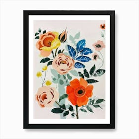 Painted Florals Rose 1 Art Print