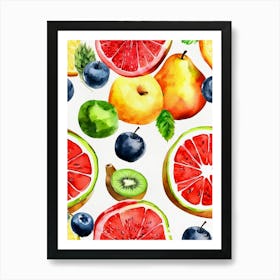 Watercolor Fruits Painting Art Print