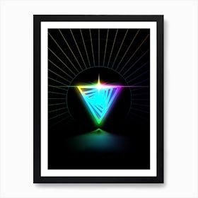 Neon Geometric Glyph in Candy Blue and Pink with Rainbow Sparkle on Black n.0298 Art Print