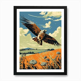 Vintage Bird Linocut Harrier 3 Art Print