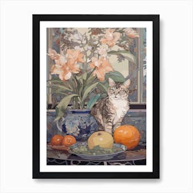 Proteas With A Cat 3 Art Nouveau Style Art Print