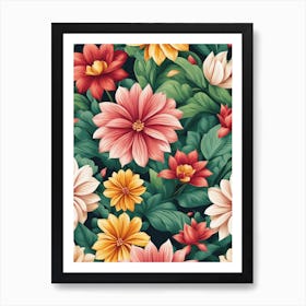 Seamless Floral Pattern 2 Art Print