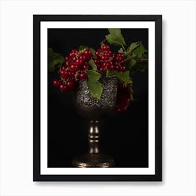 Red Currants In A Silver Cup Art Print