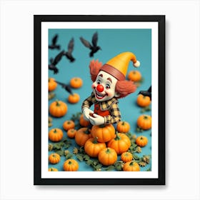 Clown Figure With Pumpkins - Diverse Art Illustration 42 Art Print