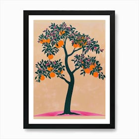 Orange Tree Colourful Illustration 2 Art Print