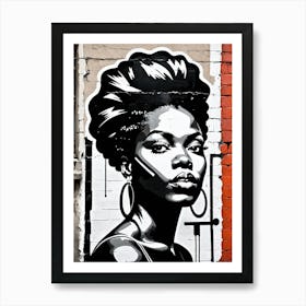 Vintage Graffiti Mural Of Beautiful Black Woman 54 Art Print