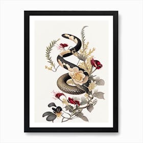 Red Spotted Snake Gold And Black Art Print