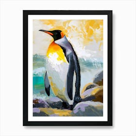 King Penguin Santiago Island Colour Block Painting 3 Art Print