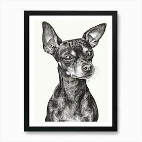 Miniature Pinscher Dog Line Sketch 3 Art Print