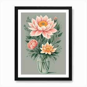 Lotus Flowers In A Vase Art Print