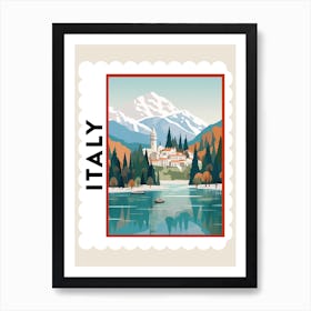 Retro Winter Stamp Poster Lake Como Italy 2 Art Print