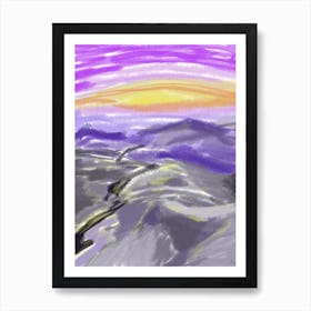 Landscape With A Mountain Valley At Sunset Art Print