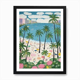 Waikiki Beach, Honolulu, Hawaii, Matisse And Rousseau Style 3 Art Print