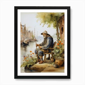 Old Man Fishing 1 Art Print