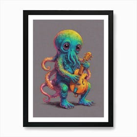 Octopus Playing Guitar 3 Art Print