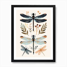 Colourful Insect Illustration Dragonfly 4 Art Print