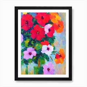 Hibiscus Floral Abstract Block Colour Flower Art Print