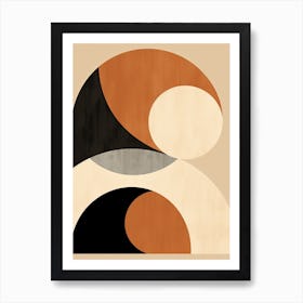 Beige Fantasia: Geometric Bauhaus Circles Art Print