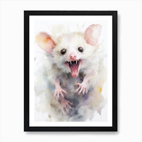 Light Watercolor Painting Of A Hissing Possum 2 Art Print